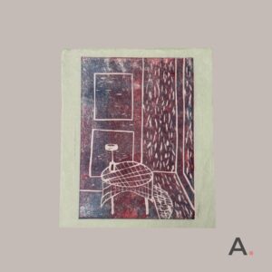 10_ Linograbado "Antes de la sesión de jazz"; pieza única
