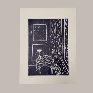 4_ Linograbado "Antes de la sesión de jazz"